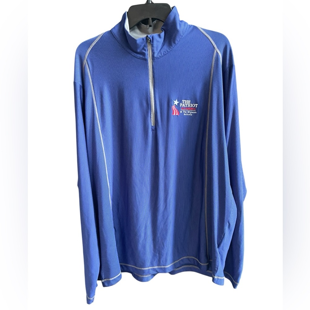 ANTIGUA Performance Golf Quarter Zip Pullover Royal Blue‎ Stripe Athleisure XL